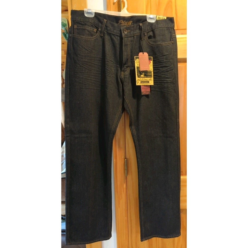 NEW Plugg‎ Mens Dark Wash Jeans 36x32 Low Rise Tapered Leg Slim Straight Fit NWT